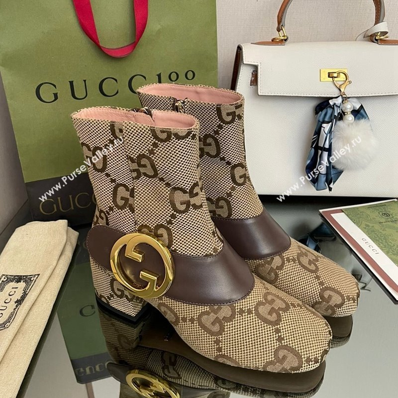 Gucci Blondie Maxi GG Canvas Ankle Boot 5.5cm Camel 2024 GG090602 (MD-240906019)