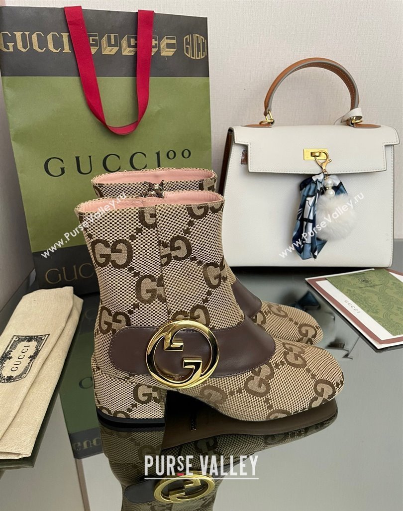 Gucci Blondie Maxi GG Canvas Ankle Boot 5.5cm Camel 2024 GG090602 (MD-240906019)