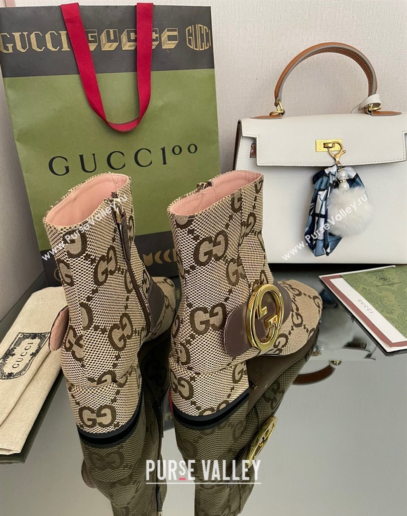 Gucci Blondie Maxi GG Canvas Ankle Boot 5.5cm Camel 2024 GG090602 (MD-240906019)