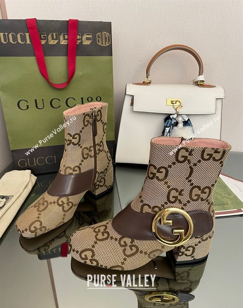 Gucci Blondie Maxi GG Canvas Ankle Boot 5.5cm Camel 2024 GG090602 (MD-240906019)