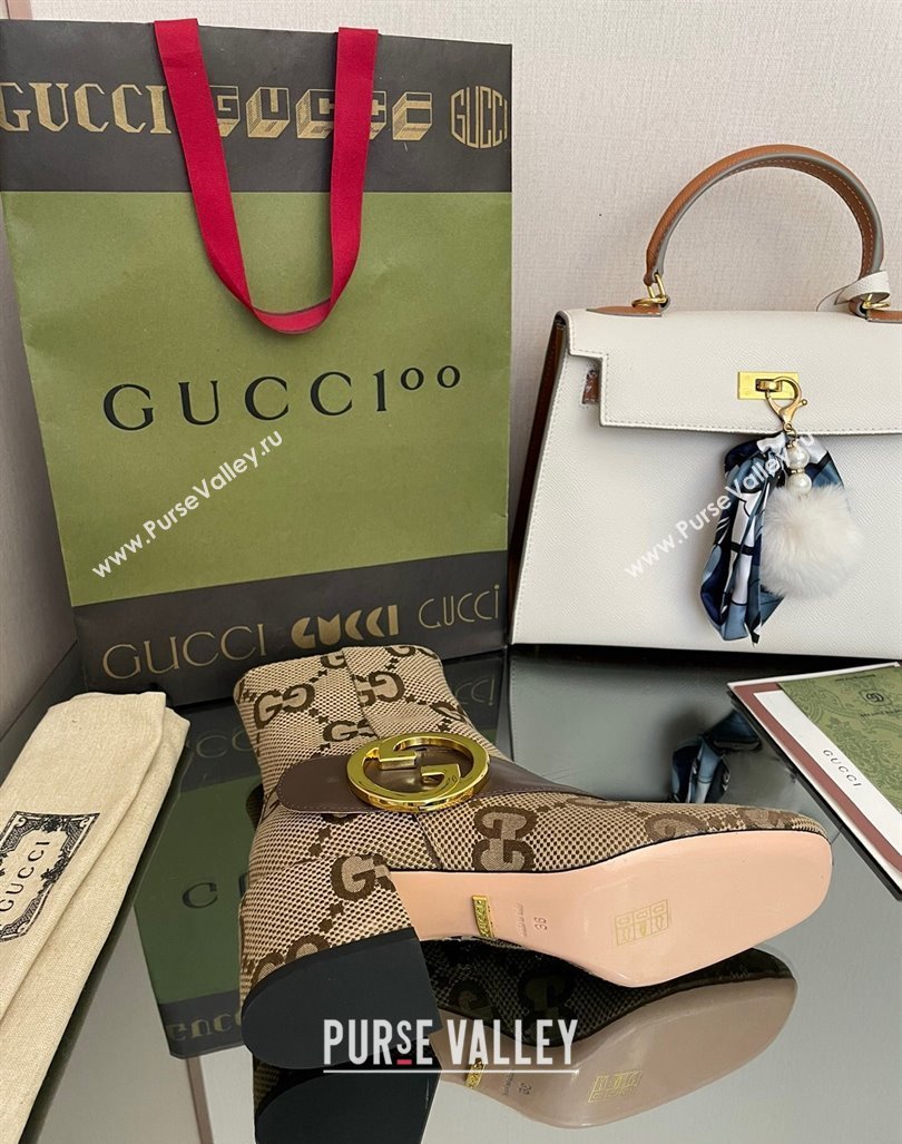 Gucci Blondie Maxi GG Canvas Ankle Boot 5.5cm Camel 2024 GG090602 (MD-240906019)