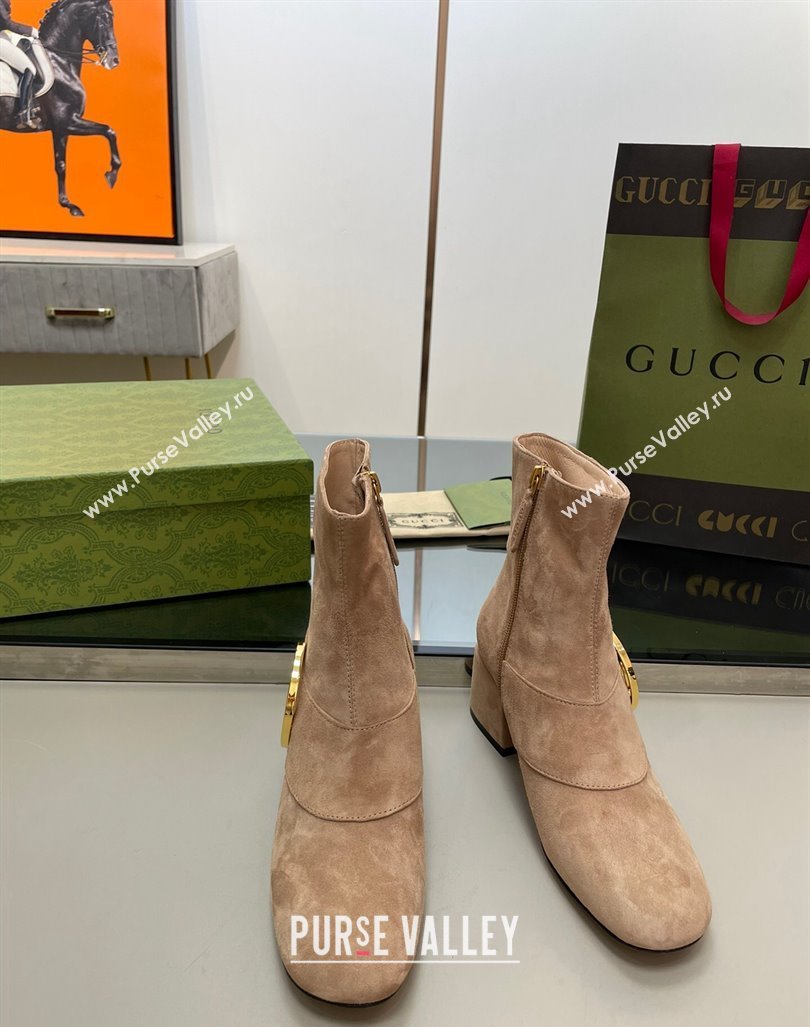 Gucci Blondie Suede Ankle Boot 5.5cm Camel 2024 GG090602 (MD-240906024)