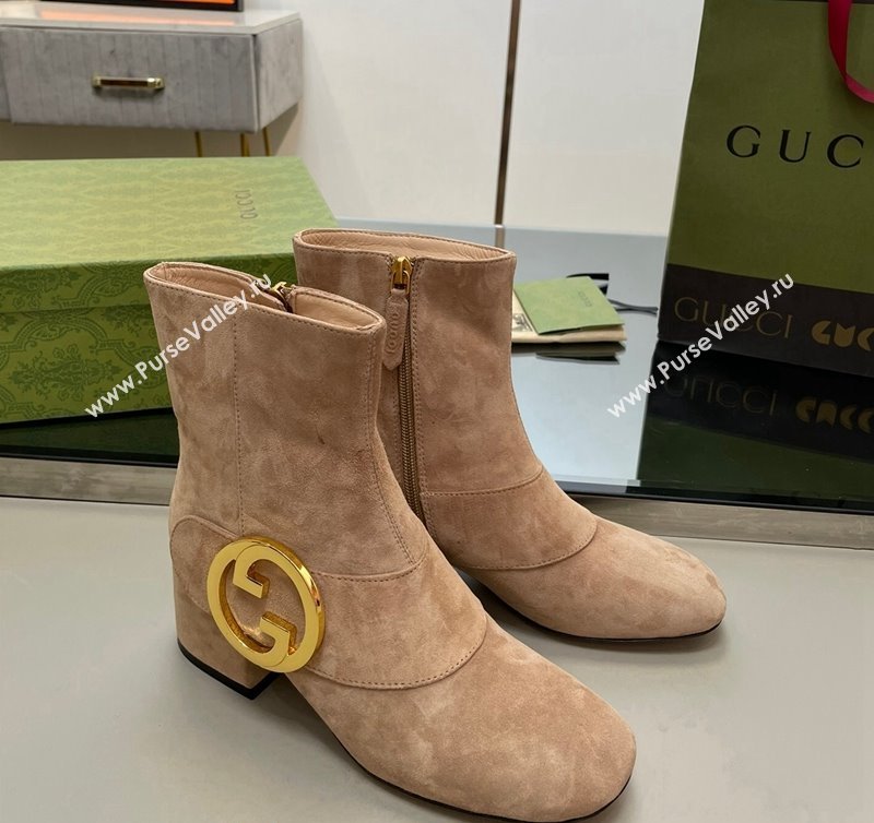 Gucci Blondie Suede Ankle Boot 5.5cm Camel 2024 GG090602 (MD-240906024)