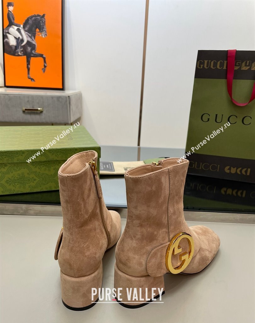 Gucci Blondie Suede Ankle Boot 5.5cm Camel 2024 GG090602 (MD-240906024)