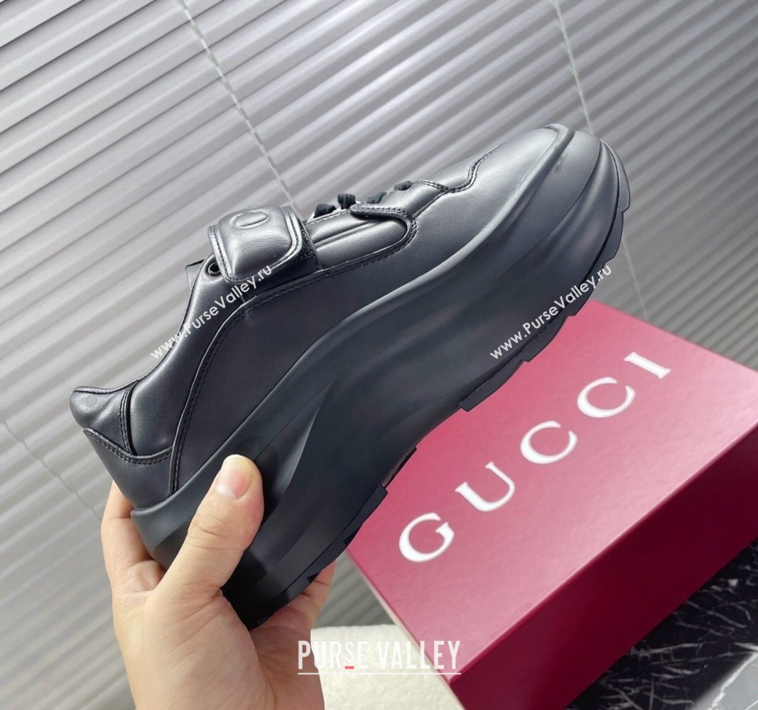 Gucci Wave Wedge Sneakers 6.3cm in Black Leather 2024 (MD-240906001)