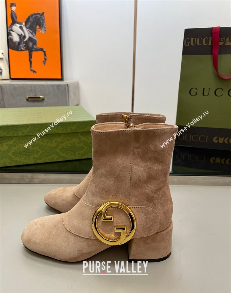 Gucci Blondie Suede Ankle Boot 5.5cm Camel 2024 GG090602 (MD-240906024)