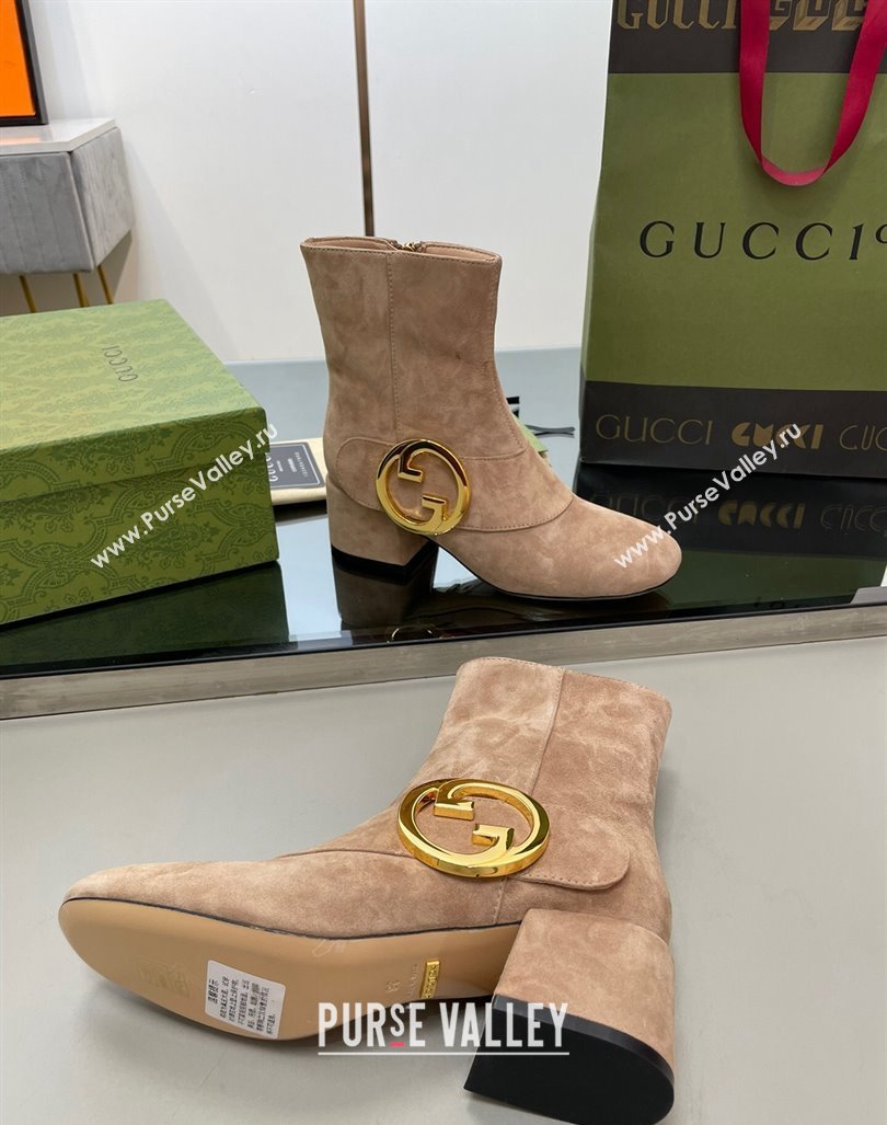 Gucci Blondie Suede Ankle Boot 5.5cm Camel 2024 GG090602 (MD-240906024)