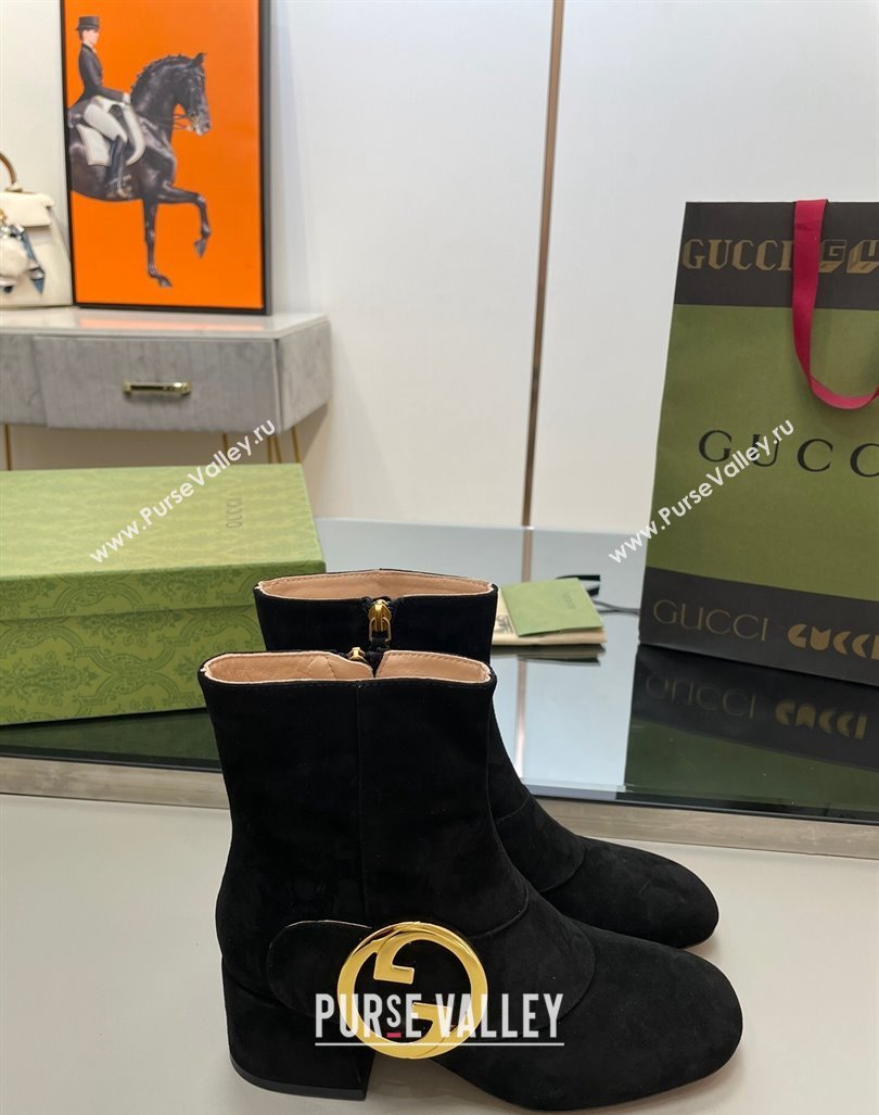 Gucci Blondie Suede Ankle Boot 5.5cm Black 2024 GG090602 (MD-240906026)