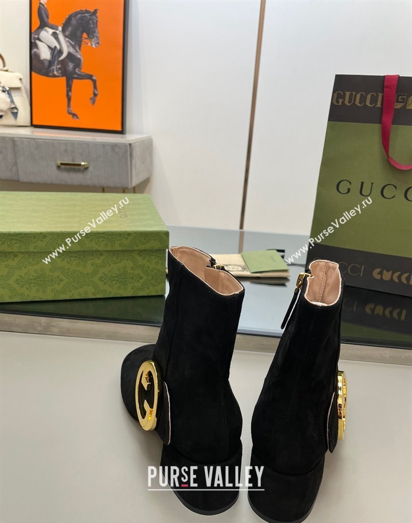 Gucci Blondie Suede Ankle Boot 5.5cm Black 2024 GG090602 (MD-240906026)