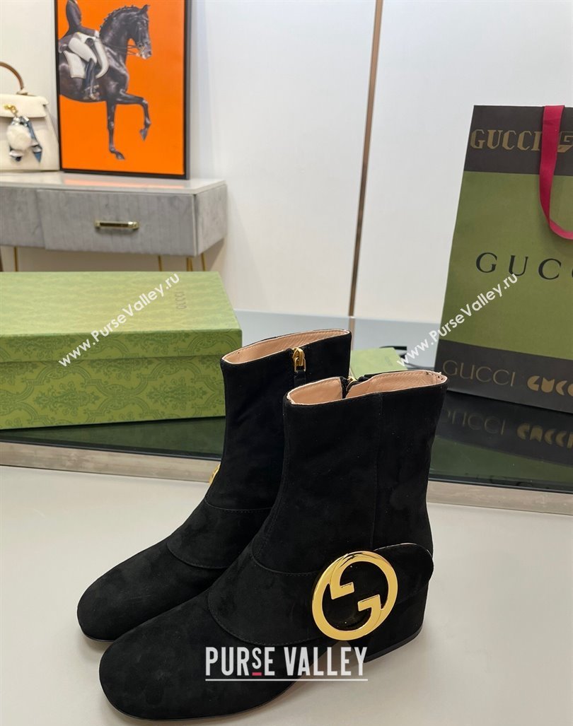 Gucci Blondie Suede Ankle Boot 5.5cm Black 2024 GG090602 (MD-240906026)