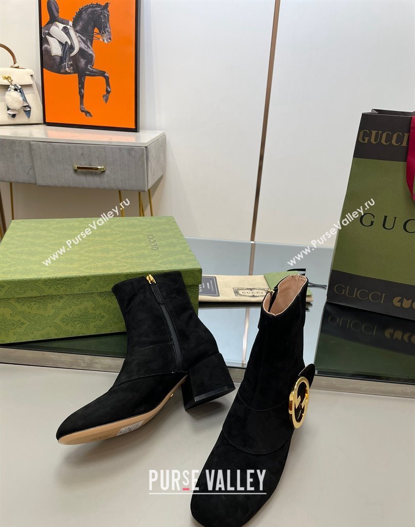 Gucci Blondie Suede Ankle Boot 5.5cm Black 2024 GG090602 (MD-240906026)