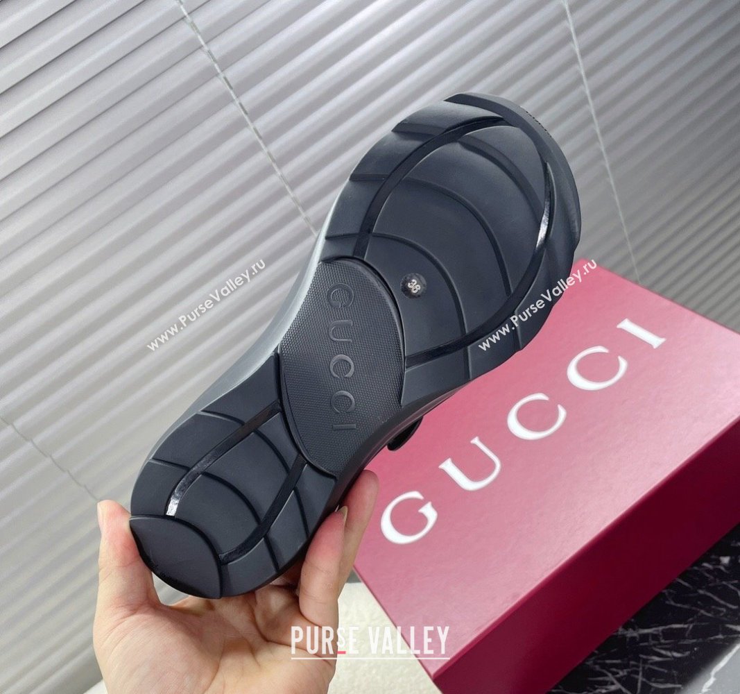 Gucci Wave Wedge Sneakers 6.3cm in Black Leather 2024 (MD-240906001)