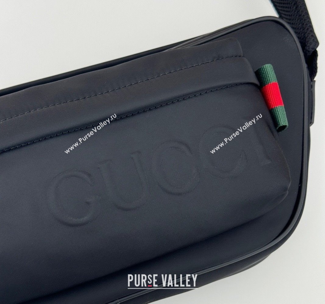 Gucci Mens Small Nylon Crossbody bag Black 2024 ‎802096 (DLH-240924019)