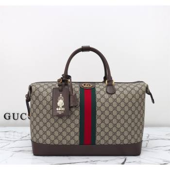 Gucci Savoy GG Canvas Small Duffle Travel Bag Beige/Brown 763295 2024 (DLH-240924038)