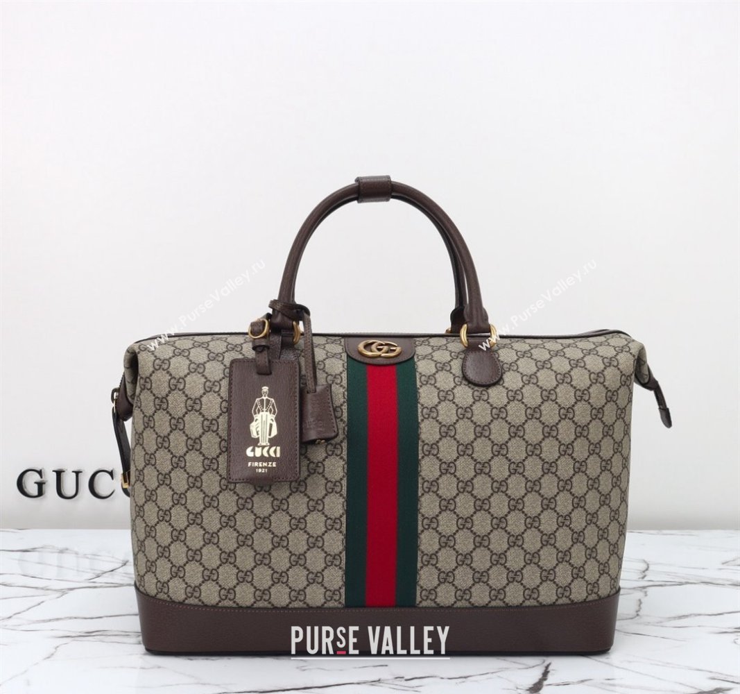 Gucci Savoy GG Canvas Small Duffle Travel Bag Beige/Brown 763295 2024 (DLH-240924038)