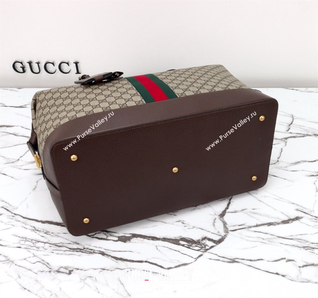 Gucci Savoy GG Canvas Small Duffle Travel Bag Beige/Brown 763295 2024 (DLH-240924038)