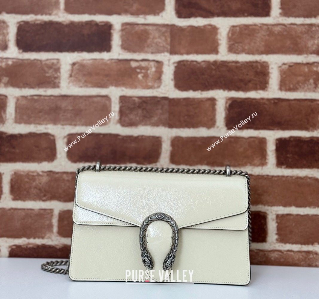 Gucci Dionysus Small Shoulder Bag in Patent Calf Leather White 2024 795005 (DLH-240924040)