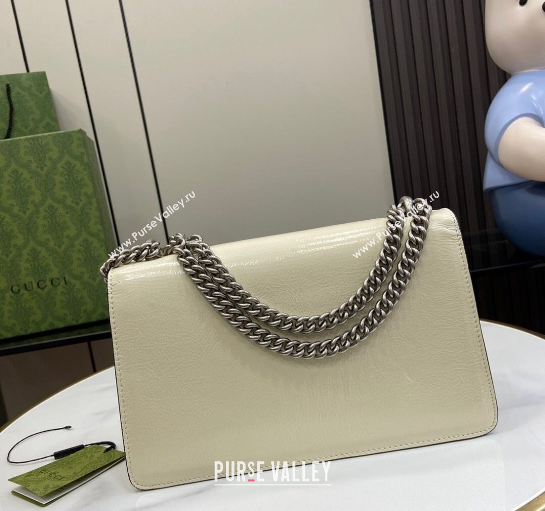 Gucci Dionysus Small Shoulder Bag in Patent Leather with GUCCI Logo White 2024 795005 (XLU-240924042)