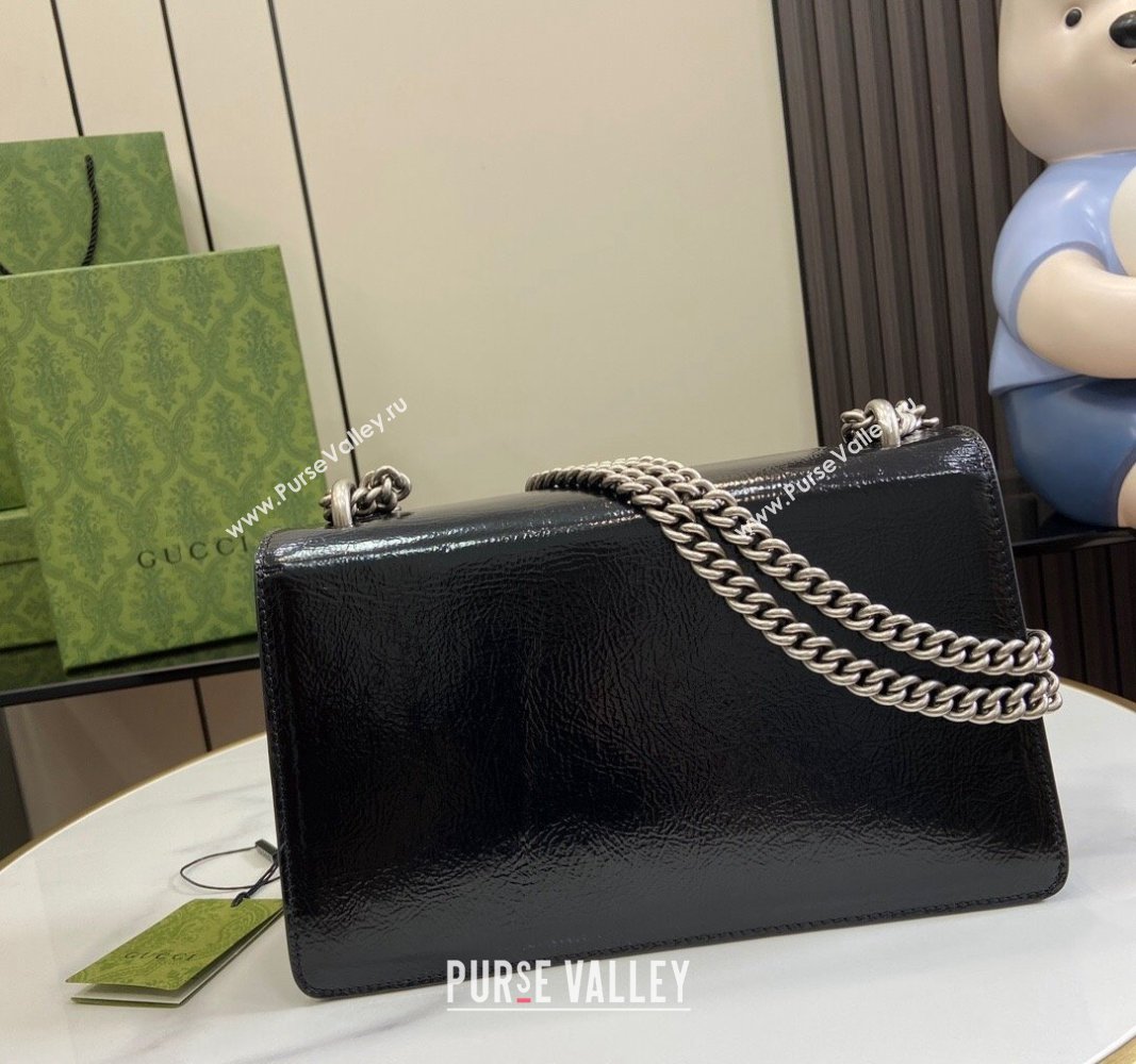 Gucci Dionysus Small Shoulder Bag in Patent Leather with GUCCI Logo Black 2024 795005 (XLU-240924043)