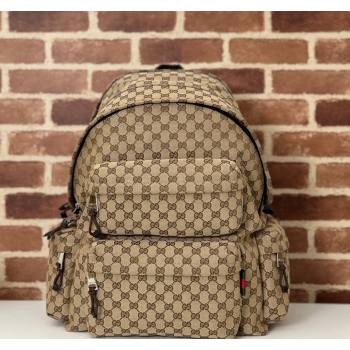 Gucci Mens GG Canvas Large Backpack Bag with Gucci Logo Beige 2024 ‎800182 (DLH-240924021)