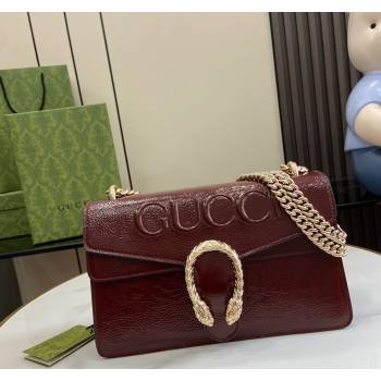 Gucci Dionysus Small Shoulder Bag in Patent Leather with GUCCI Logo Dark Burgundy 2024 795005 (XLU-240924044)