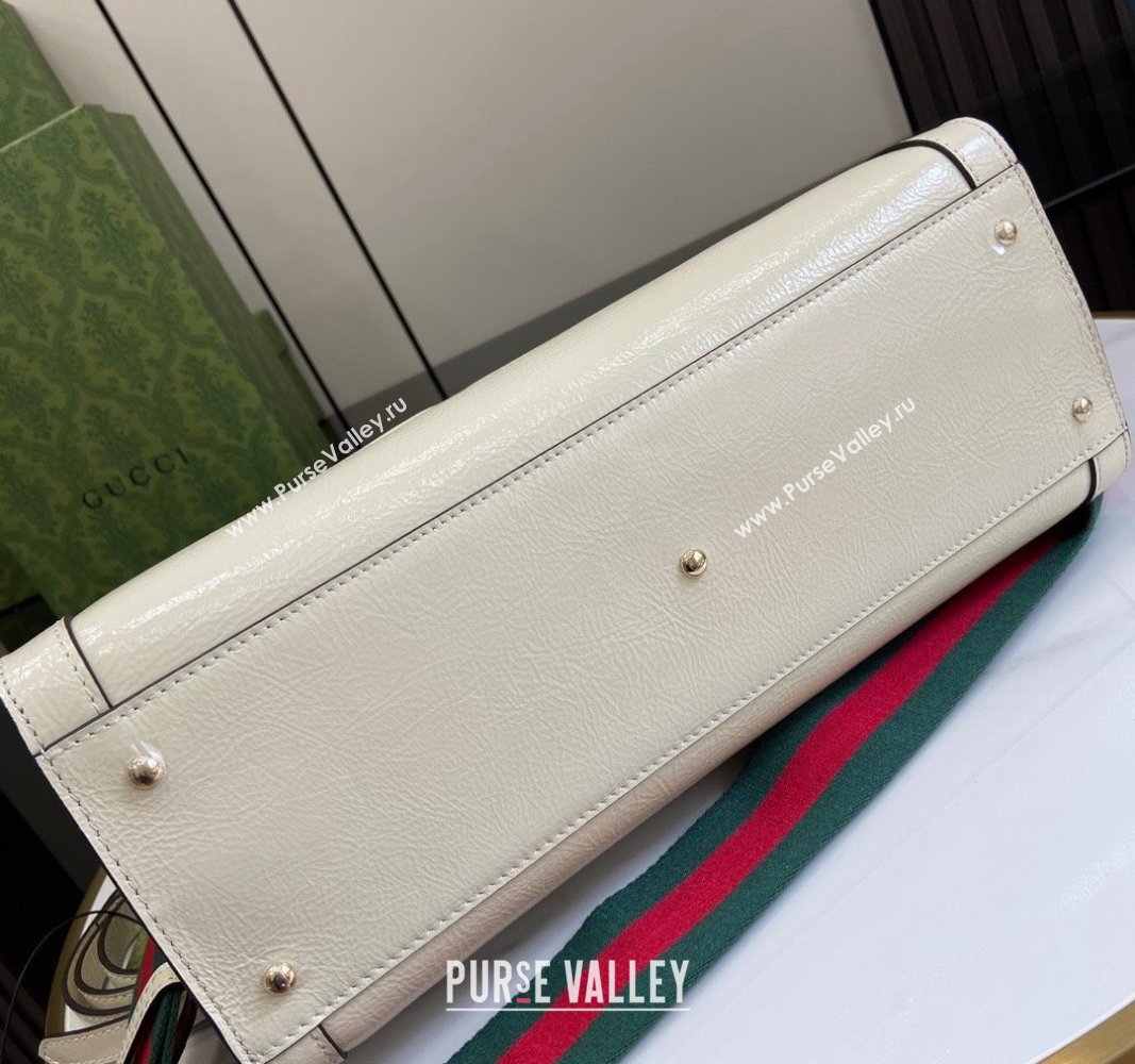 Gucci Diana Medium Tote Bag 678842 in Patent Leather with Gucci Logo White 2024 (XLU-240924045)