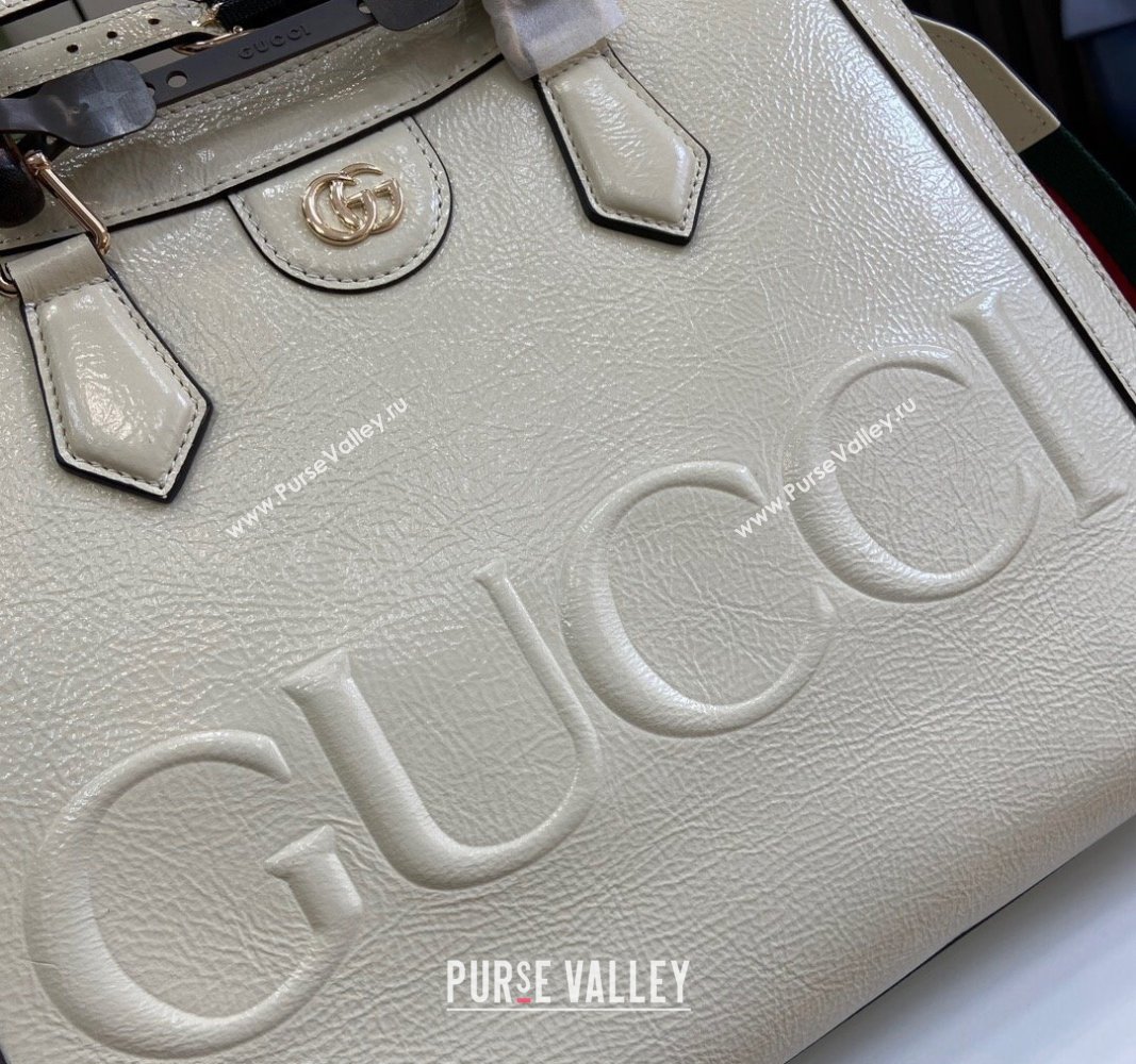 Gucci Diana Medium Tote Bag 678842 in Patent Leather with Gucci Logo White 2024 (XLU-240924045)