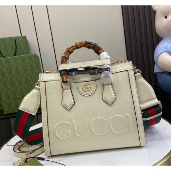 Gucci Diana Small Tote Bag with GUCCI Logo in Patent Leather White 2024 702721 (XLU-240924046)