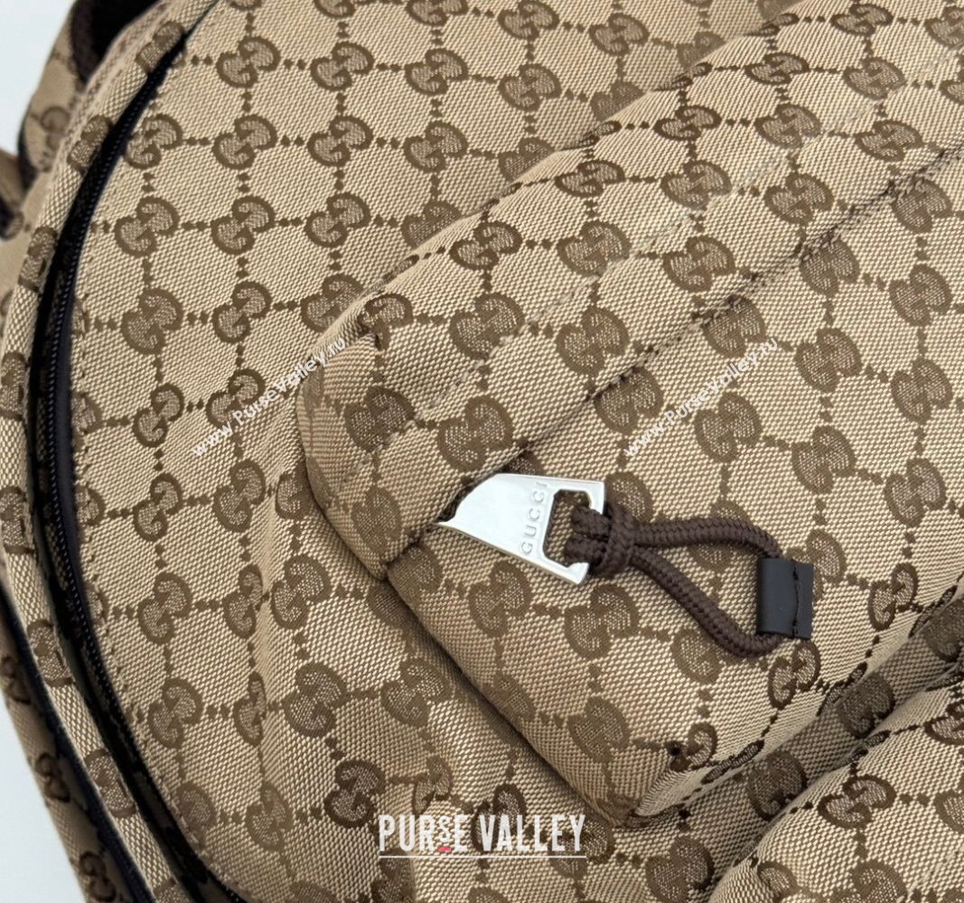 Gucci Mens GG Canvas Large Backpack Bag with Gucci Logo Beige 2024 ‎800182 (DLH-240924021)