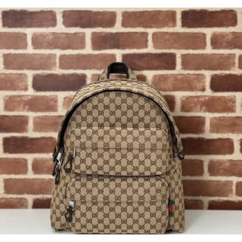 Gucci Mens GG Canvas Medium Backpack Bag with Gucci Logo Beige 2024 ‎800265 (DLH-240924024)