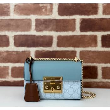 Gucci Padlock Small GG Canvas and Leather Shoulder Bag 409487 Dusty Blue 2024 (DLH-240924025)