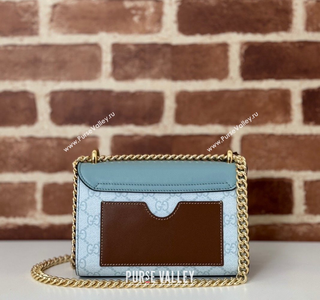 Gucci Padlock Small GG Canvas and Leather Shoulder Bag 409487 Dusty Blue 2024 (DLH-240924025)