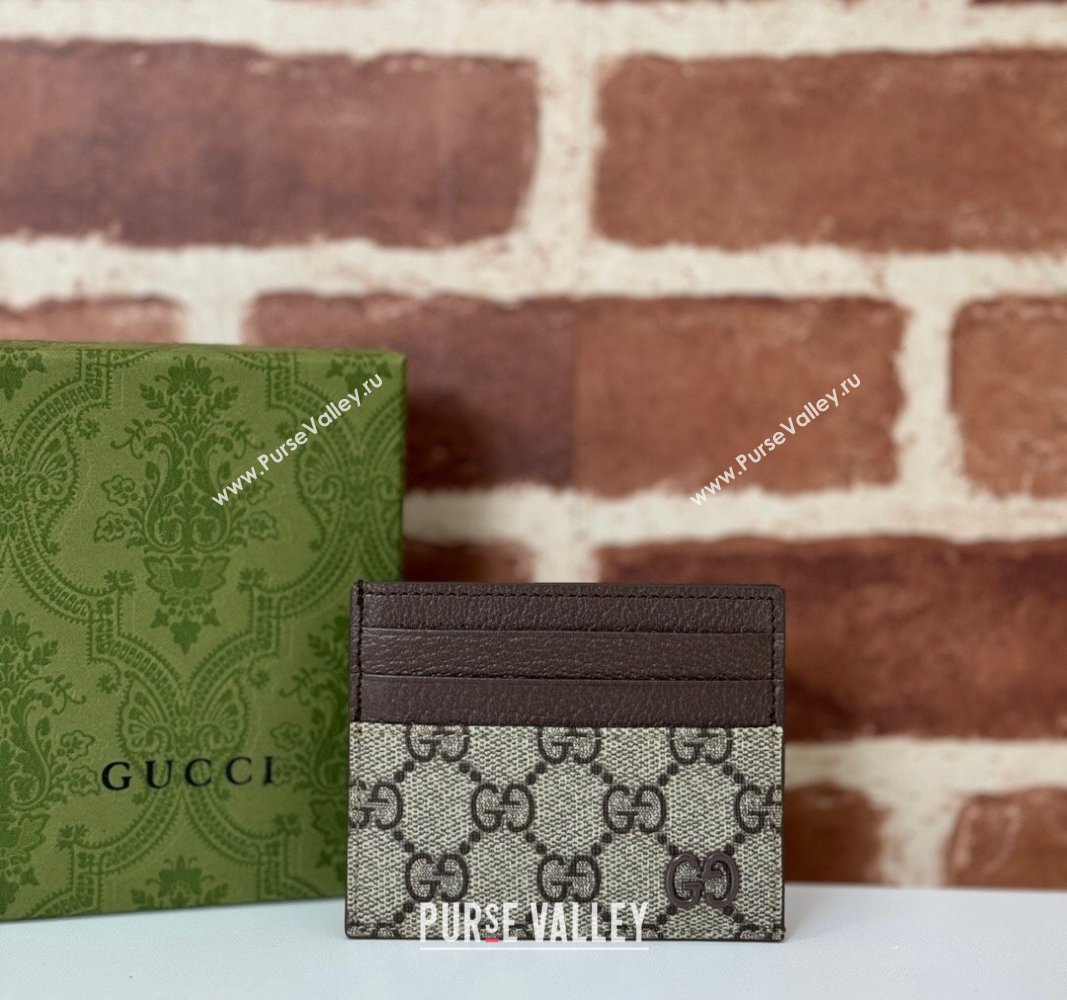 Gucci GG Canvas Card Case Wallet with GG Detail ‎795230 Brown 2024 (DLH-240924067)