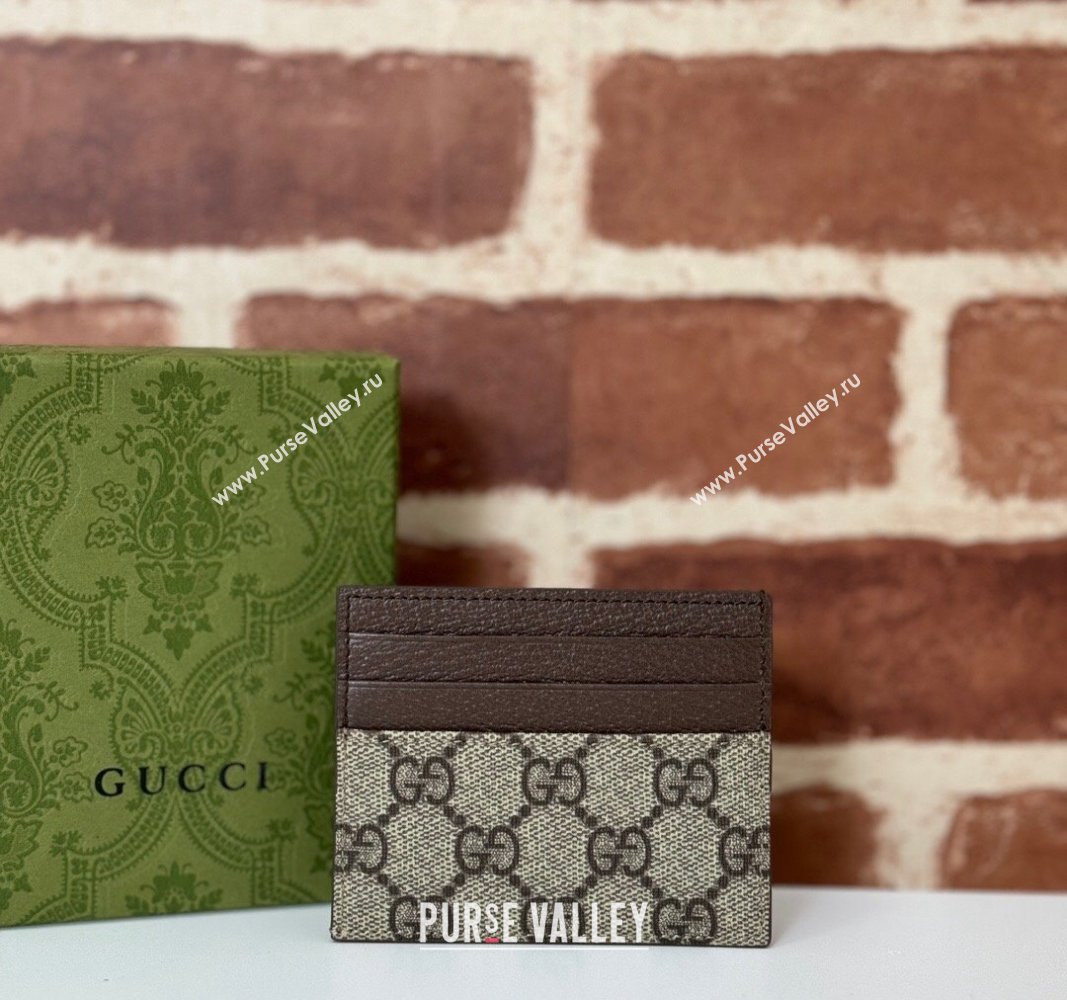 Gucci GG Canvas Card Case Wallet with GG Detail ‎795230 Brown 2024 (DLH-240924067)