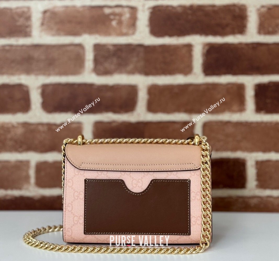 Gucci Padlock Small GG Canvas and Leather Shoulder Bag 409487 Dusty Pink 2024 (DLH-240924026)