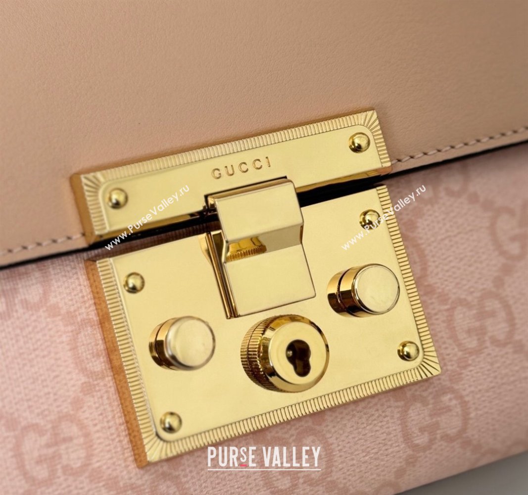 Gucci Padlock Small GG Canvas and Leather Shoulder Bag 409487 Dusty Pink 2024 (DLH-240924026)