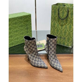 Gucci GG Canvas Ankle Boots 10.5cm with GUCCI Chain Grey 2024 GG101404 (MD-241014056)