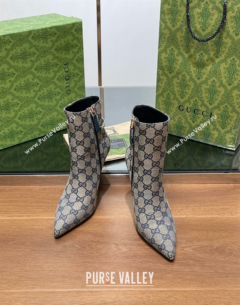 Gucci GG Canvas Ankle Boots 10.5cm with GUCCI Chain Grey 2024 GG101404 (MD-241014056)