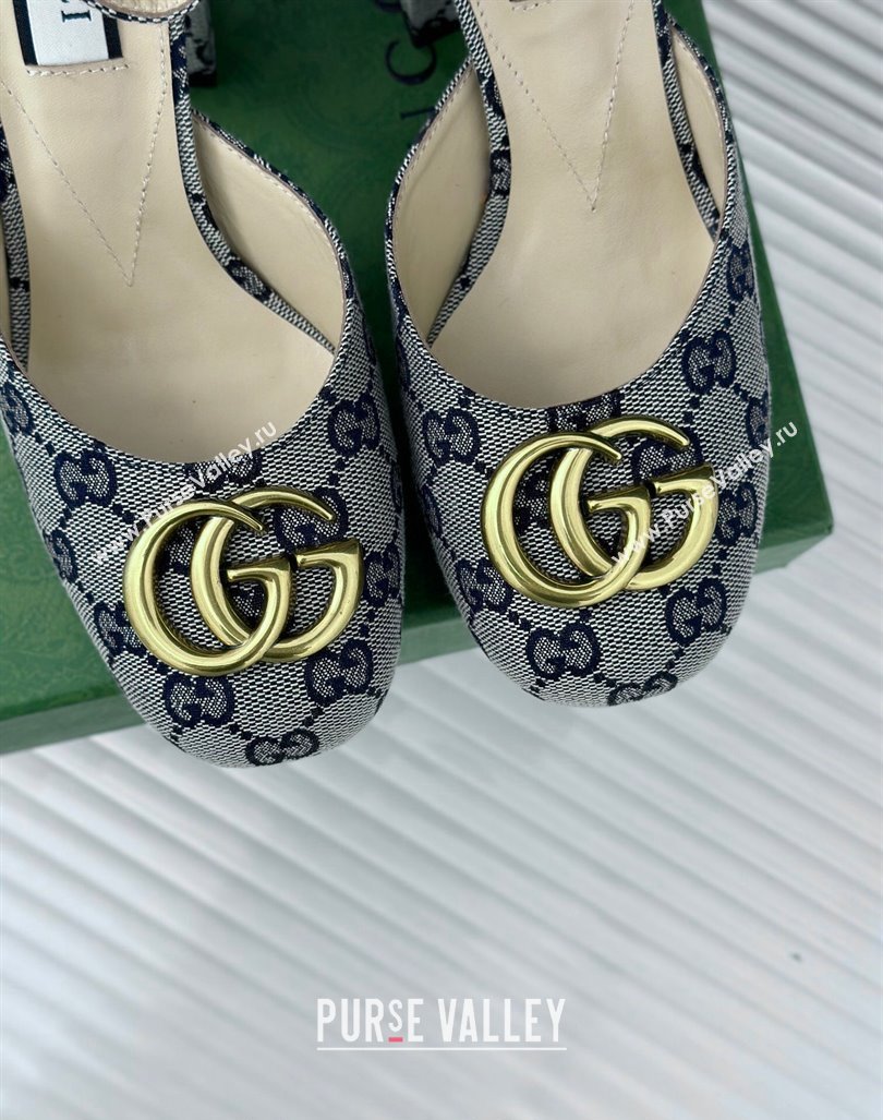 Gucci GG Canvas Platform Pumps 11.5cm Grey 2024 GG101407 (MD-241014066)