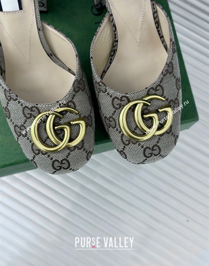 Gucci GG Canvas Platform Pumps 11.5cm Beige 2024 GG101407 (MD-241014067)