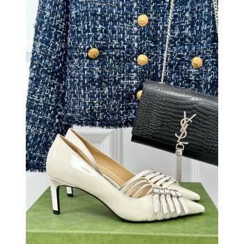 Gucci Strappy Buckle Patent Leather Mid Pumps 6.5cm White 2024 (MD-241014070)