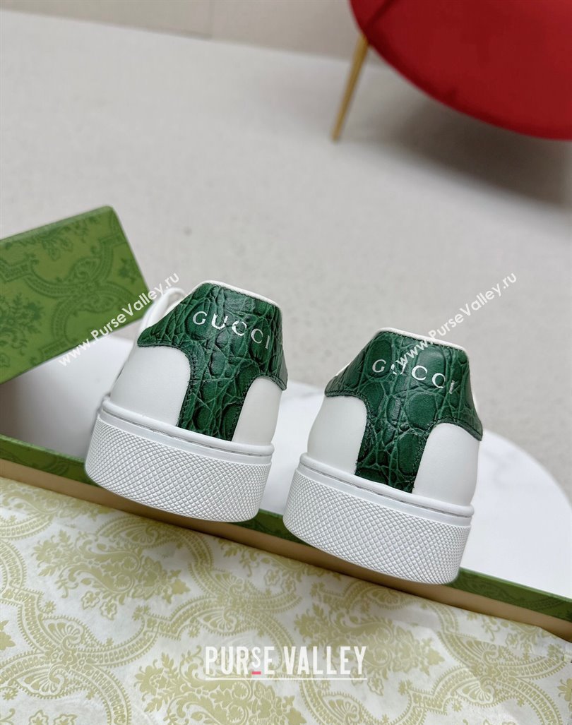 Gucci Ace Leather Sneakers with Web White/Green 3 2024 GG101408 (MD-241014078)