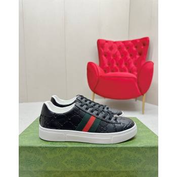 Gucci Ace Sneakers in Black GG Embossed Leather with Web 06 2024 GG101408 (MD-241014081)