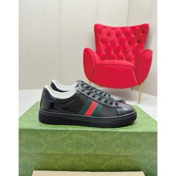 Gucci Ace Sneakers with Web in Black Embossed Leather 08 2024 GG101408 (MD-241014083)