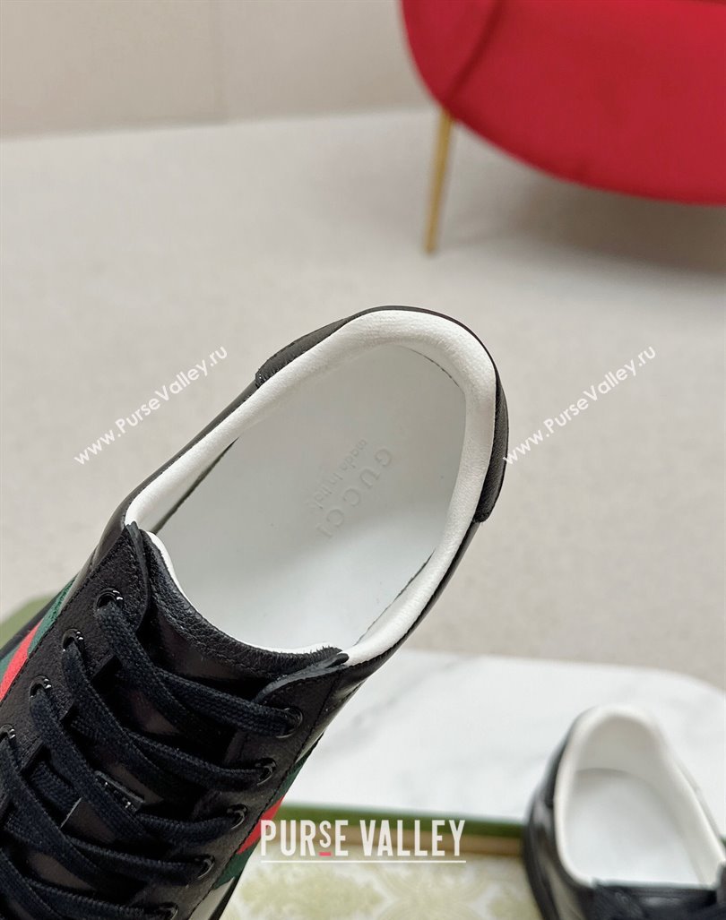 Gucci Ace Sneakers with Web in Black Embossed Leather 08 2024 GG101408 (MD-241014083)