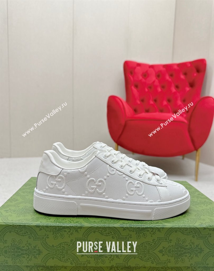 Gucci Ace Sneakers in Perforated Leather with Interlocking G White 2024 GG101408 (MD-241014086)