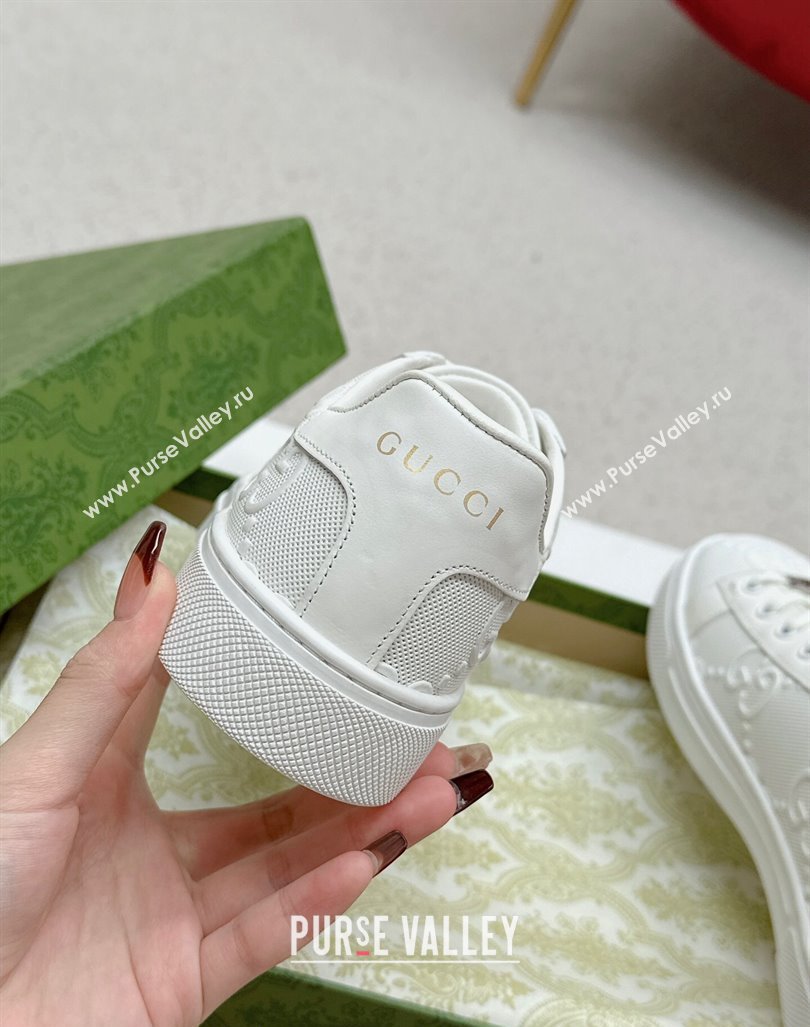 Gucci Ace Sneakers in Perforated Leather with Interlocking G White 2024 GG101408 (MD-241014086)