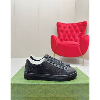 Gucci Ace Sneakers in Perforated Leather with Interlocking G Black 2024 GG101408 (MD-241014087)