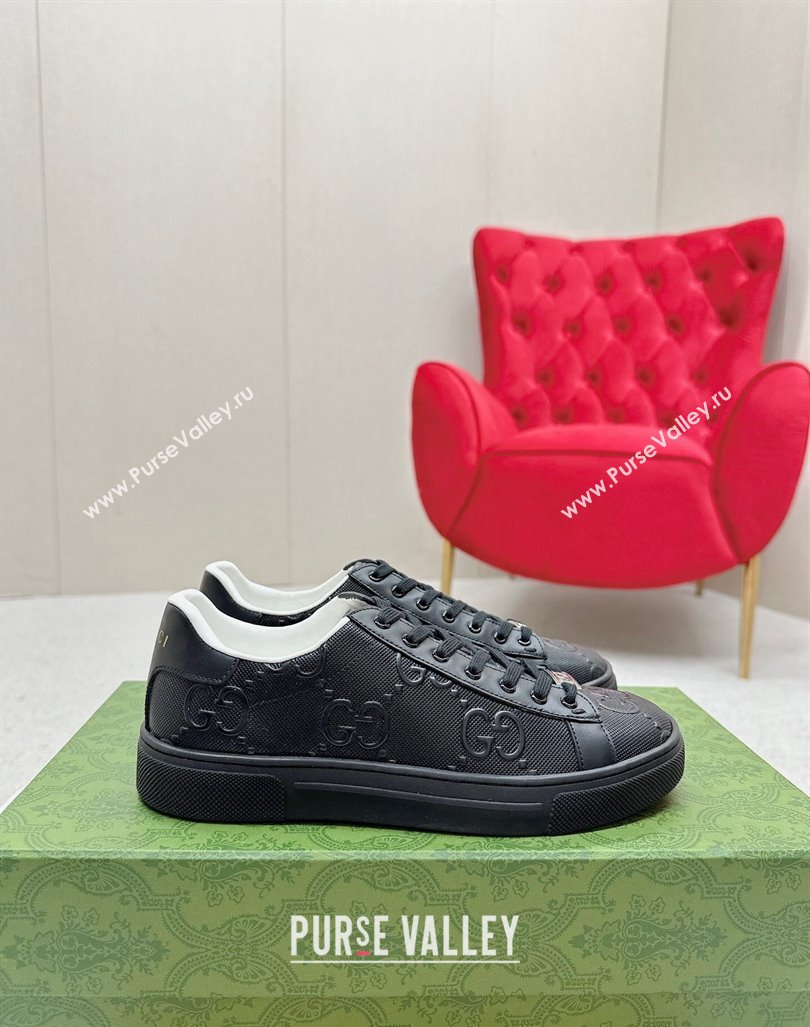 Gucci Ace Sneakers in Perforated Leather with Interlocking G Black 2024 GG101408 (MD-241014087)