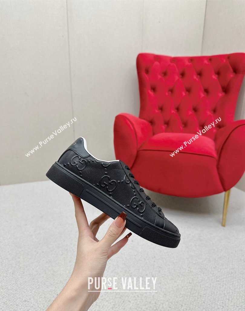 Gucci Ace Sneakers in Perforated Leather with Interlocking G Black 2024 GG101408 (MD-241014087)